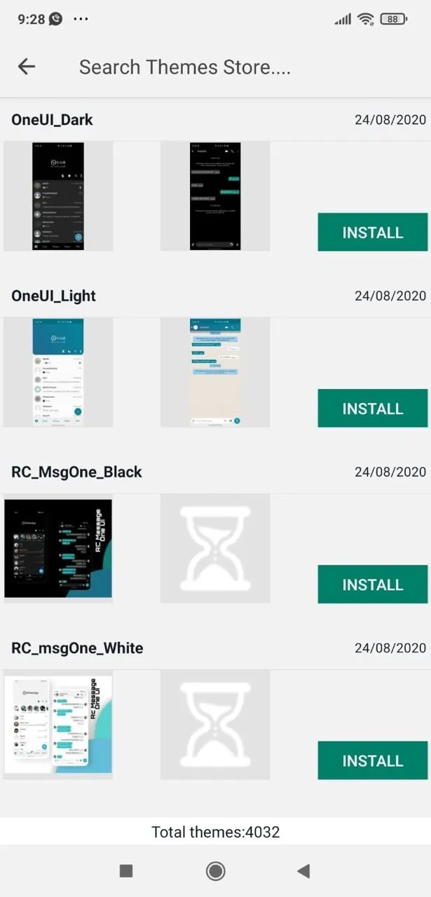 Themes Store — 4,032 community themes — preview and install with one tap.